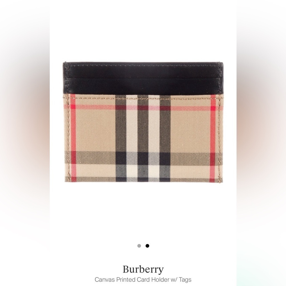 Burberry Card Holder Tartan Plaid Tan Neutral NWT - Picture 2 of 8